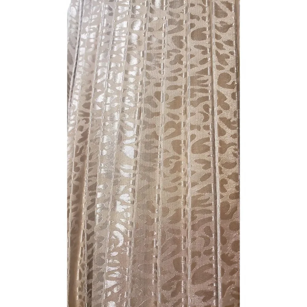 JAPNA Gold‎ Pleated Animal Print Midi Skirt Size Small